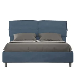 Lit coffre double capitonné 160x200 Nandy microfibre bleu