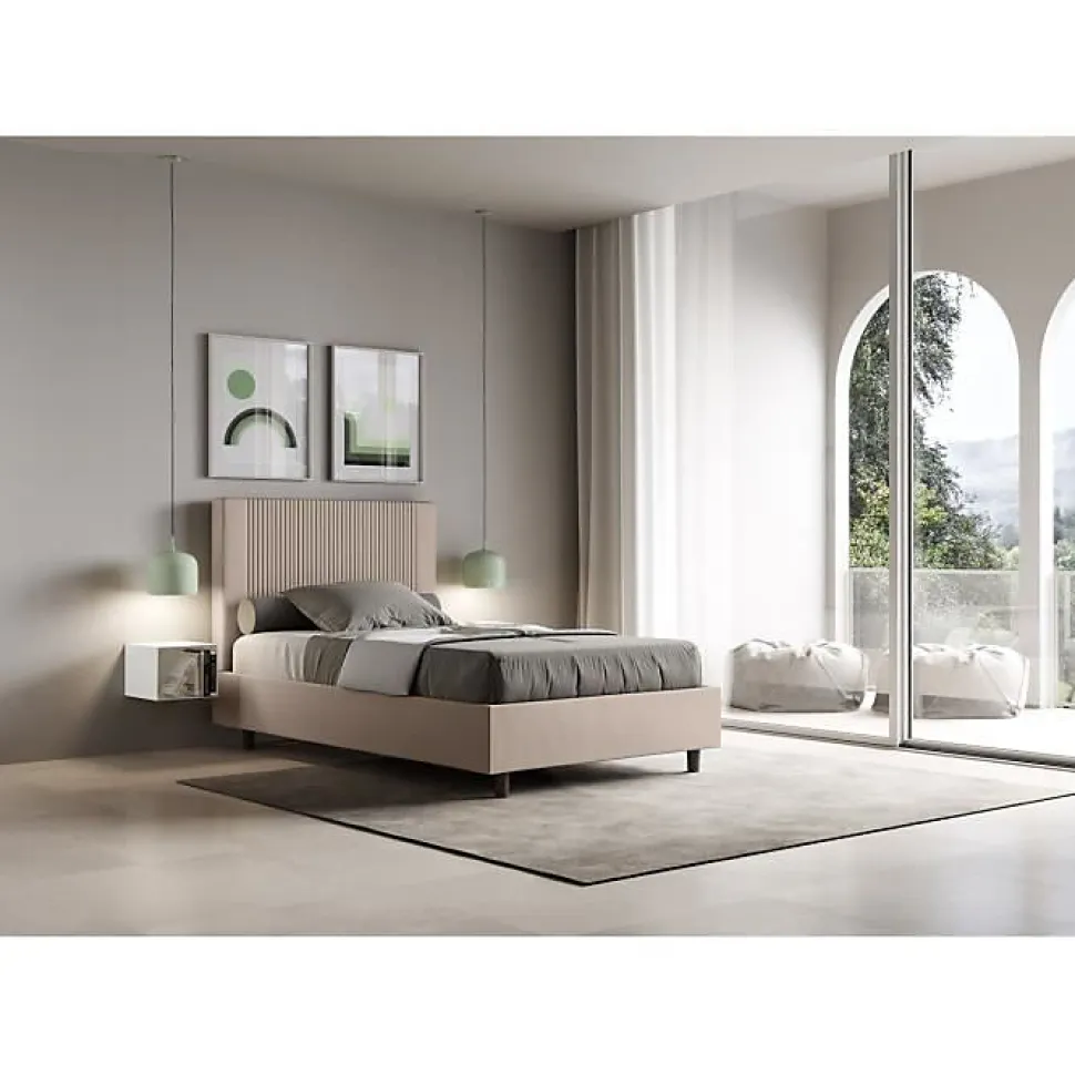 Lit coffre double capitonné 160x200 Nandy microfibre bleu