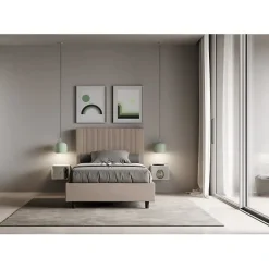 Lit coffre double capitonné 160x200 Nandy microfibre bleu