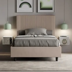 Lit coffre double capitonné 160x200 Nandy microfibre bleu