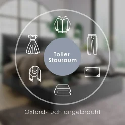 Lit Coffre Double Capitonné 140x200 cm - avec Coffre Hydraulique et Tête de Lit Ajustable, Velours Gris, Matelas Inclus