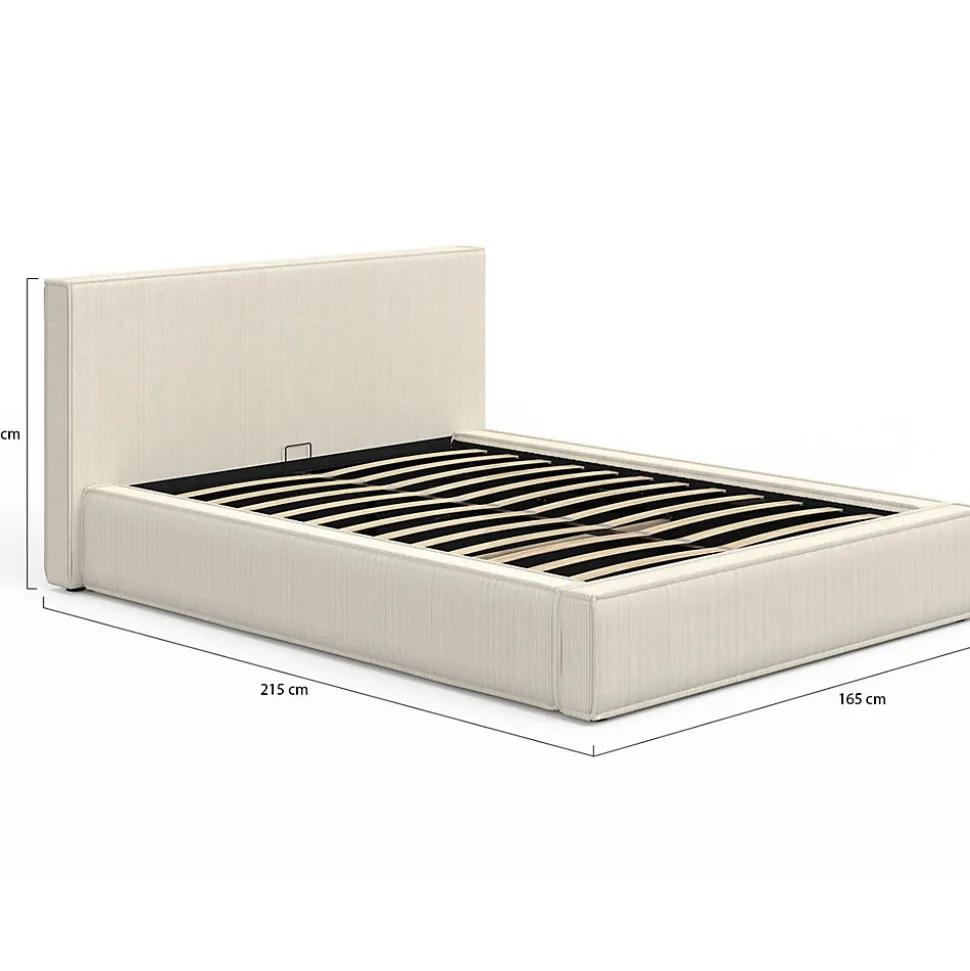 Lit coffre double JADE avec sommier 140 x 190 cm velours côtelé beige