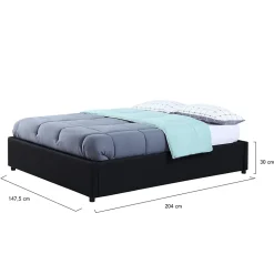 Lit coffre double MIAMI avec sommier 140 x 190 cm PVC noir