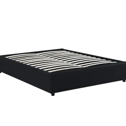 Lit coffre double MIAMI avec sommier 140 x 190 cm PVC noir