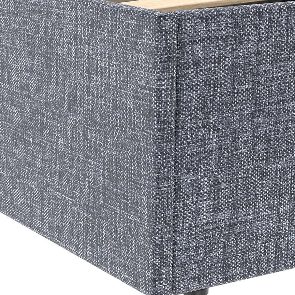 Lit coffre double NORFOLK avec tête de lit et sommier 140 x 190 cm tissu gris anthracite