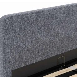 Lit coffre double NORFOLK avec tête de lit et sommier 140 x 190 cm tissu gris anthracite