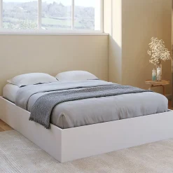 Lit coffre double SANDSIDE avec sommier 140 x 190 cm blanc