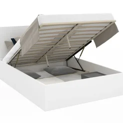 Lit coffre double SEASIDE avec tête de lit et sommier 140 x 190 cm blanc