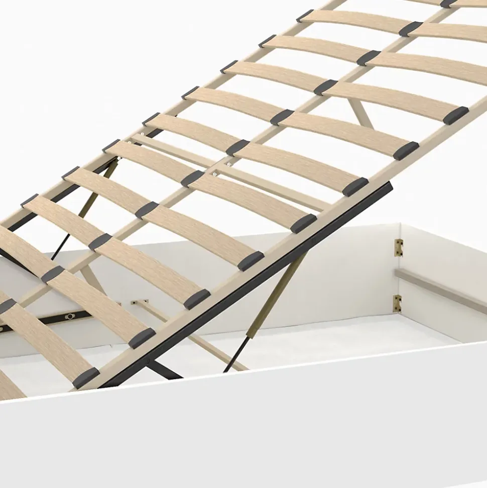 Lit coffre double SEASIDE avec tête de lit et sommier 140 x 190 cm blanc