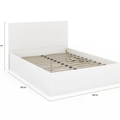 Lit coffre double SEASIDE avec tête de lit et sommier 140 x 190 cm blanc