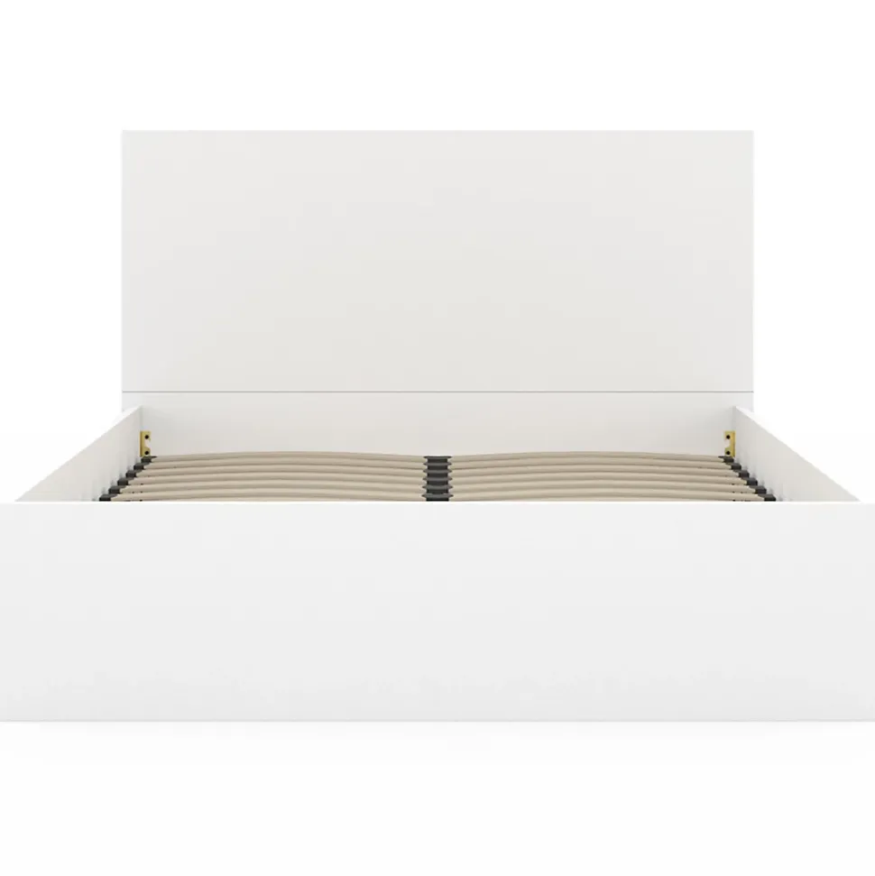 Lit coffre double SEASIDE avec tête de lit et sommier 140 x 190 cm blanc
