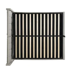 Lit Coffre Double 140x190 cm - Lit Capitonné avec LED et Rangement Hydraulique - Sans Matelas - Gris