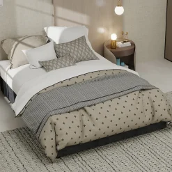 Lit Coffre Double 140x200 cm, Lit Adulte et Ado avec Vérins Hydrauliques et Coffre Intégré, Velours Hollandais Gris, Sans Matelas