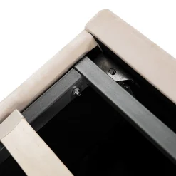 Lit Coffre Double 180x200cm Velours Tête Réglable Rayé Blanc Cassé Blackcolors