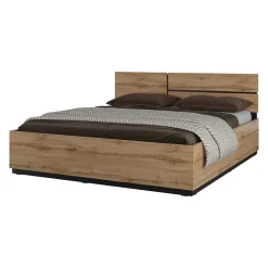 Lit coffre HAVANA 180x200 cm - Chene et noir Lit double moderne avec rangement intégré