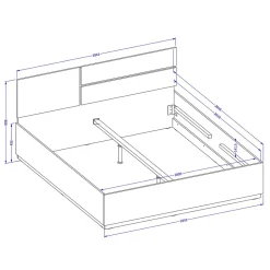 Lit coffre HAVANA 180x200 cm - Chene et noir Lit double moderne avec rangement intégré