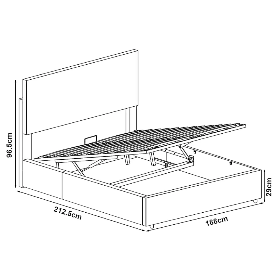 Lit coffre Juva rembourré avec velours côtelé 180 x 200 cm gris Corium
