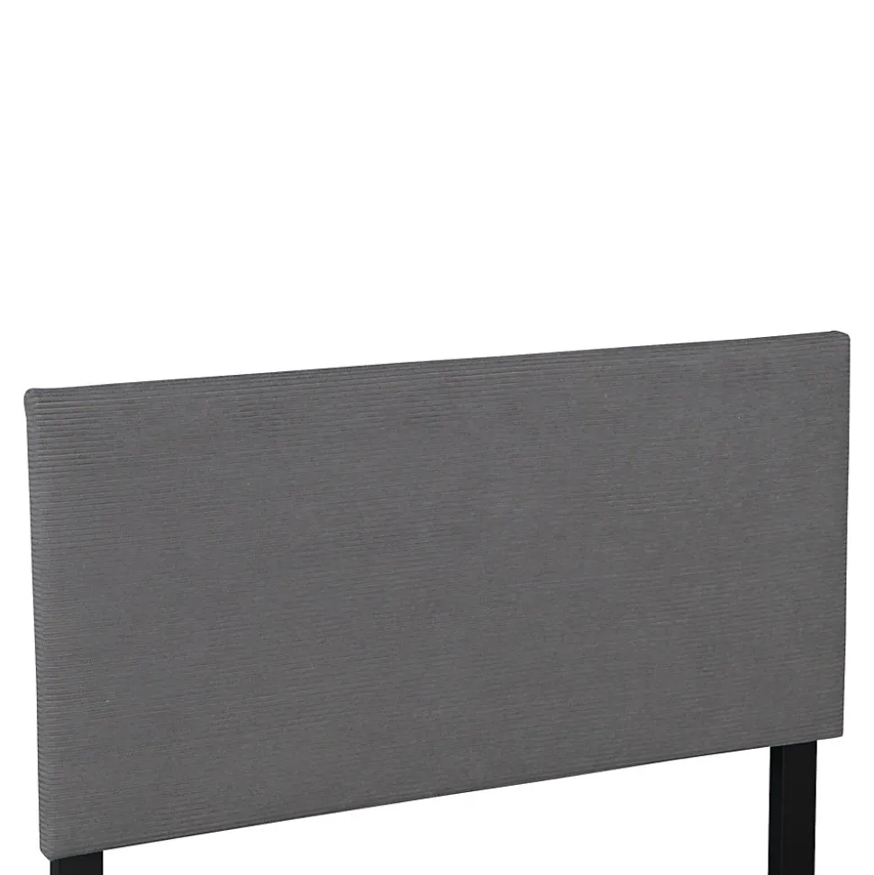 Lit coffre Juva rembourré avec velours côtelé 90 x 200 cm gris Corium