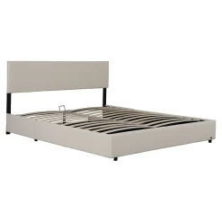 Lit coffre Juva rembourré avec velours côtelé 180 x 200 cm beige Corium