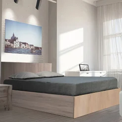 Lit coffre MADRID 140x200 + 1 sommier / Décor Chêne Blanchi