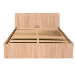 Lit coffre MADRID 180x200 + 1 sommier / Décor Chêne Blanchi