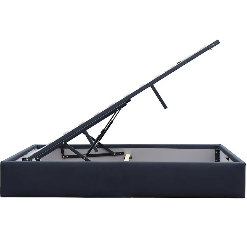 Lit coffre noir - 180x200 cm - avec pieds - facile à monter et entretenir - soutien optimal - confort - usage quotidien -