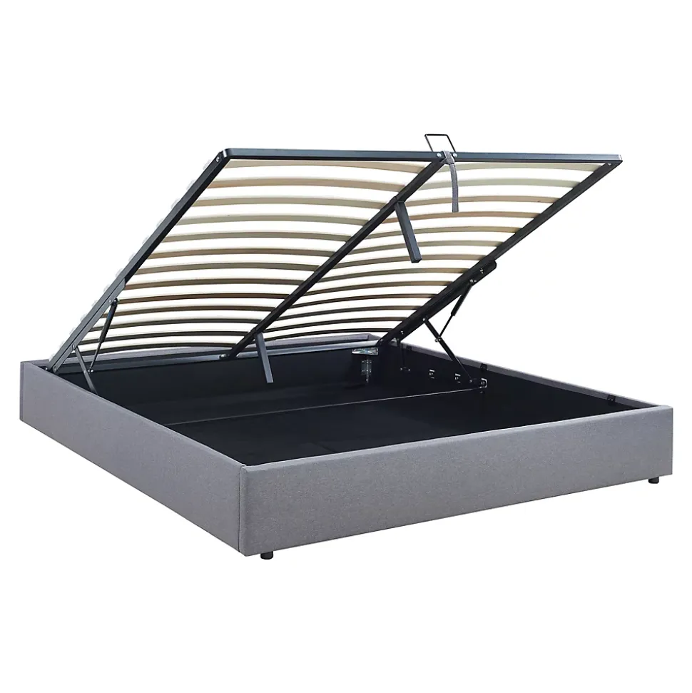 Lit coffre Nola 180 x 200 cm gris en.casa