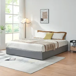 Lit coffre Nola 180 x 200 cm gris en.casa