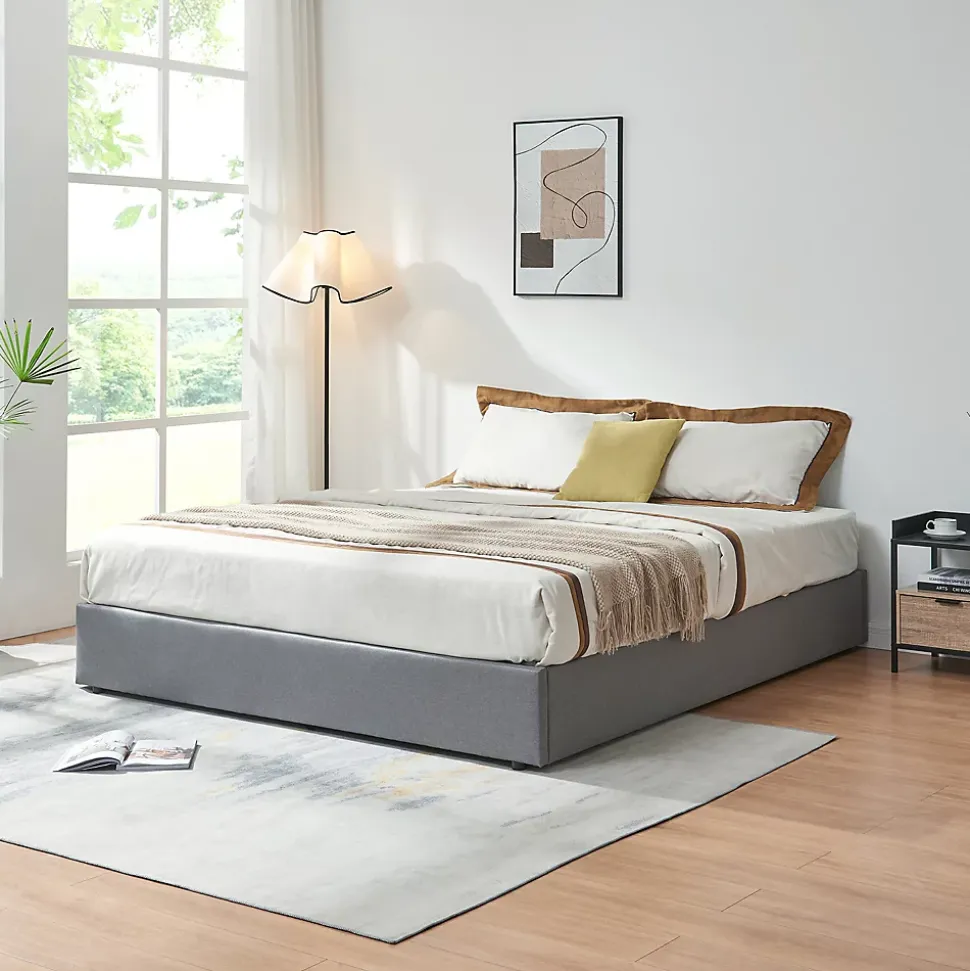 Lit coffre Nola 180 x 200 cm gris en.casa