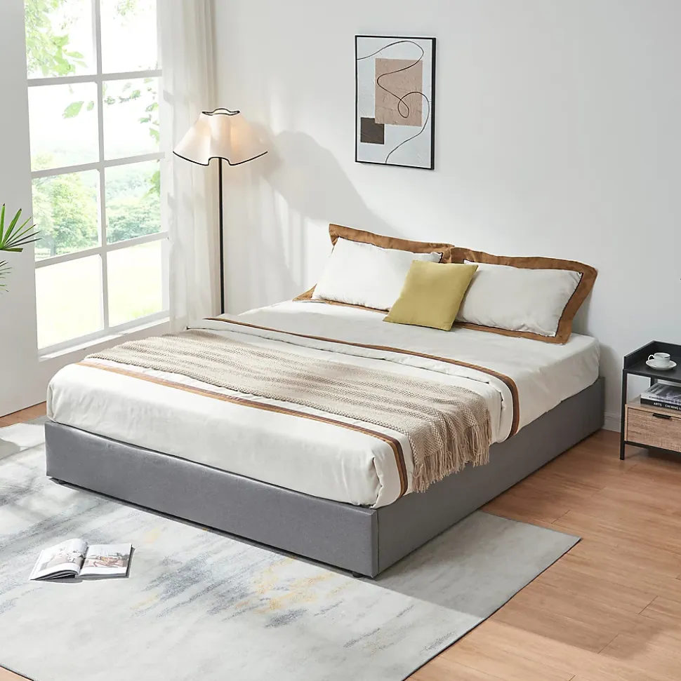 Lit coffre Nola 180 x 200 cm gris en.casa