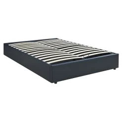 Lit coffre Nola simili 140 x 200 cm noir en.casa