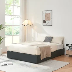 Lit coffre Nola simili 140 x 200 cm noir en.casa