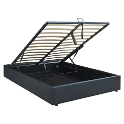 Lit coffre Nola simili 140 x 200 cm noir en.casa