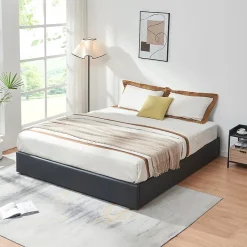 Lit coffre Nola simili 160 x 200 cm noir en.casa