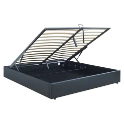Lit coffre Nola simili 160 x 200 cm noir en.casa