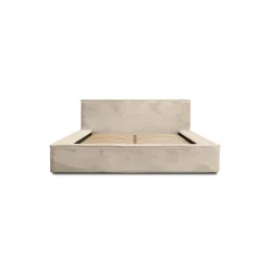 Lit coffre ORLANE Beige Velours de dune 180x200 cm Sommier relevable Design haut de gamme