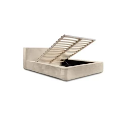 Lit coffre ORLANE Beige Velours de dune 180x200 cm Sommier relevable Design haut de gamme