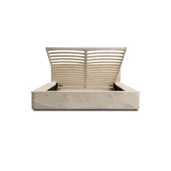Lit coffre ORLANE Beige Velours de dune 180x200 cm Sommier relevable Design haut de gamme