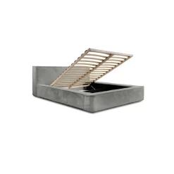 Lit coffre ORLANE Gris Charbon minéral polaire 140x200 cm Sommier relevable Design haut de gamme