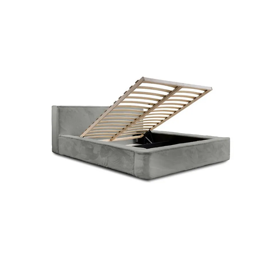 Lit coffre ORLANE Gris Charbon minéral polaire 140x200 cm Sommier relevable Design haut de gamme