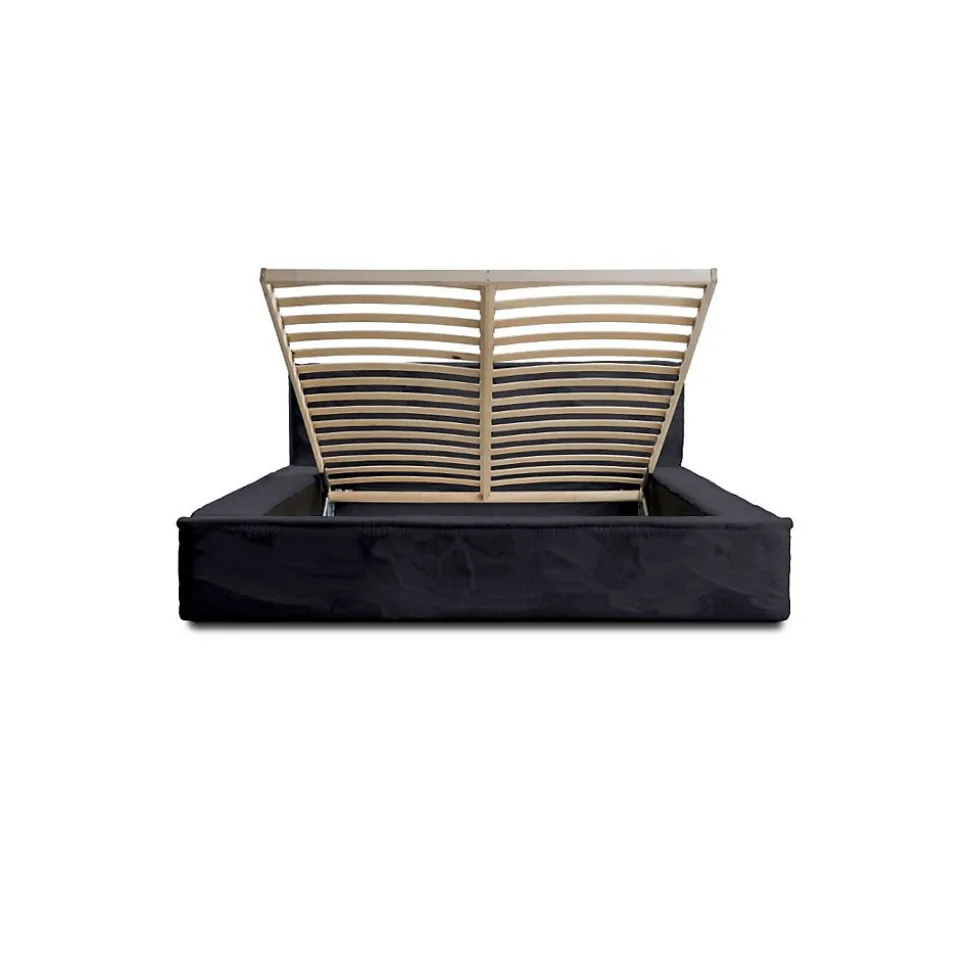 Lit coffre ORLANE Noir Ardoise polaire 160x200 cm Sommier relevable Design haut de gamme