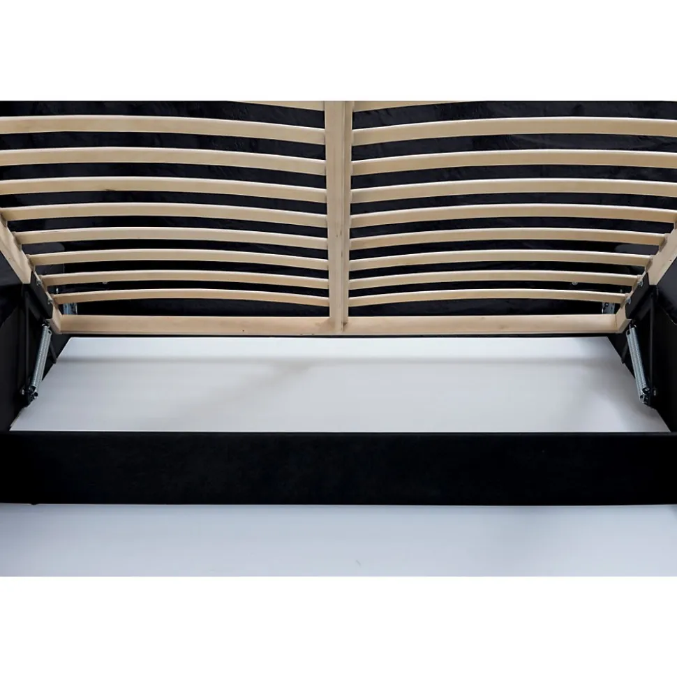 Lit coffre ORLANE Noir Ardoise polaire 160x200 cm Sommier relevable Design haut de gamme