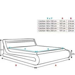 Lit coffre PARISINA 180x200 cm blanc et noir simili cuir LED