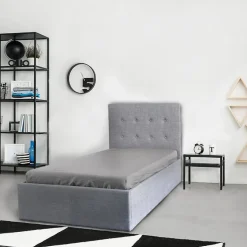 Lit coffre PARMA 90x190 + 1 sommier / Gris clair