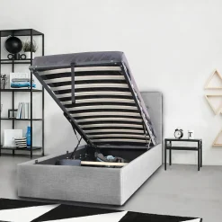 Lit coffre PARMA 90x190 + 1 sommier / Gris clair