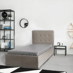 Lit coffre PARMA 90x190 + 1 sommier / Beige