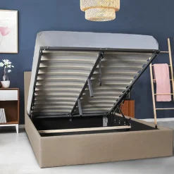 Lit coffre PARMA 140x190 + 1 sommier / Beige