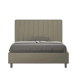 Lit coffre rembourré en simili cuir Agueda cappuccino 140x210