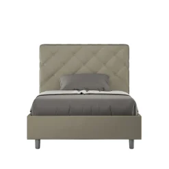 Lit coffre rembourré en simili cuir Priya cappuccino 120x200