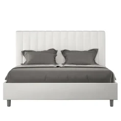 Lit coffre rembourré en simili cuir blanc Agueda 160x200